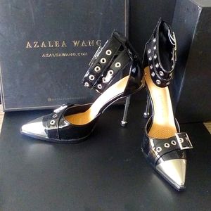 Size 8. 1/2 , Azalea Wang heels with metallic silver heel. Never worn!